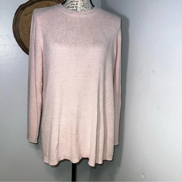 J. JILL SWEATER-SZ M-ROUND NECK-LONG SLEEVE-NUBBY--CAMEO PINK - Picture 1 of 11